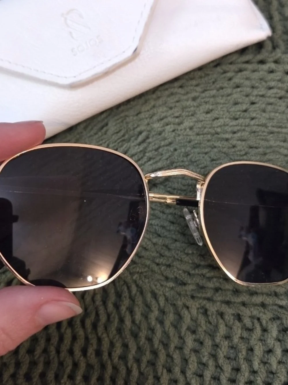 SOJOS Polarized Hexagon Sunglasses Gold Metal Frame UV400 Retro Rectangle